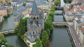 Temple Neuf or New Temple by DRONE.  On an Island and AMAZING!  - Metz France - ECTV