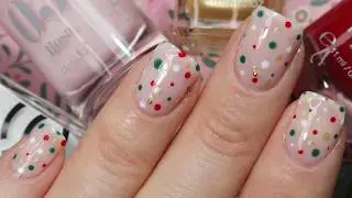 Easy Christmas Nails | Red, White, Green, Gold and Nail Caviar Nail Art