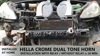 Hella horn install with relay | hella chrome trumpet horn | Dual tone horn