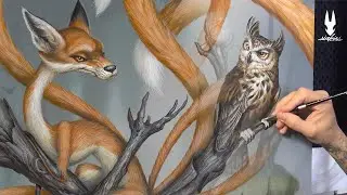 Greg CRAOLA Simkins painting a 9 tailed Fox in 