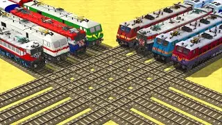 CRAZY 8 COLORFUL TRAINS CROSSING ON LINE UP EACH RAILROAD TRACK-INDIAN RAILWAYS-Train Simulator 2022