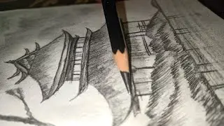 Draw a Japanese temple (Pencil Sketch)