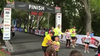 Loch Ness 5k fun run - Diabetes UK - Team Sugary Seumy - Sarah Maclean & Stacie Bolton finish.