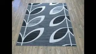 Silver Grey Black Casual Faux Wool Area Rug Size 5'4