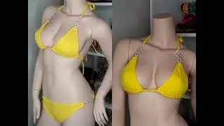 DIY Two Piece Bikini /  Bikini Amarillo Con Accesorios