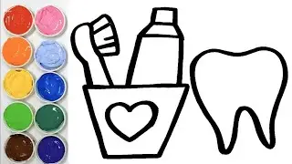 How to draw Toothpaste and Teeth drawing for Kids | Teeth Drawing Painting and Coloring for Toddlers