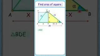 Find area of square.        #maths #geometry #olympiad #cds #cat #sat #iit #cbse #ssc #cgl #exam 147