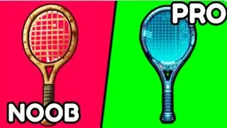 playing with level noob tennis bat to pro tennis bat