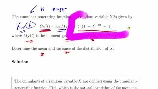 Cumulant Generating Functions - Determining mean and variance