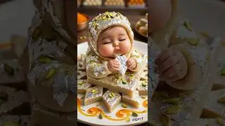 Kaju Katli Baby Eating Kaju Katli | Sweet Indian ASMR 👌🍑!aibaby#oddlysatisfying#youtubeshorts