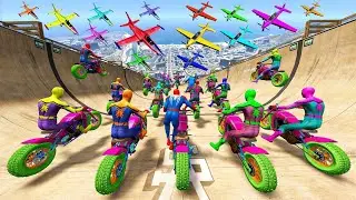 Rainbow Spiderman vs Longest Ramp in GTA 5 - Jumping from Highest in GTA 5 #1