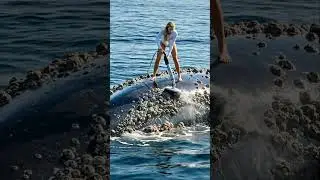 😱 Woman Gives Whale A Satisfying Deep Scrub ✨#whale #ocean #shorts