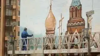 The mural of the 16-storey New Okkervil house in St. Petersburg
