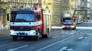 Praha HZS HS1 CAS 24 & AŽ 37 | Prague fire dept. engine & ladder responding [CZ | 5.6.2015]