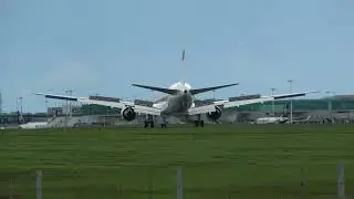 Bahrain Royal Flight Boeing 767 Landing and taxi at London - Stansted.