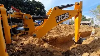 JCB Backhoe Making Drain and Working For Road Construction - JCB Backhoe Widening Village Road