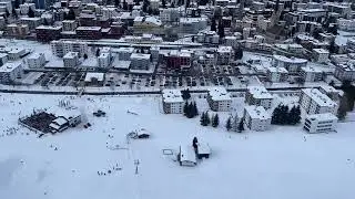 Cable car ride swiss alps in snow