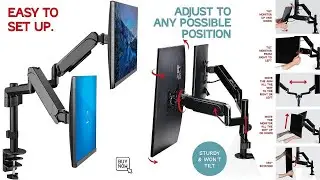 Dual Monitor Stand, Dual Monitor Arm, Dual Monitor Mount vesa Mount, Up to 32inch Monitor Desk Mount