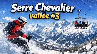 [4K] Skiing in Serre Chevalier Vallée #3 / 100+ On a blue slope! / 4.1.2026.