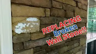 Reattaching stacked stone on wall: Easy way to remove old mortar.