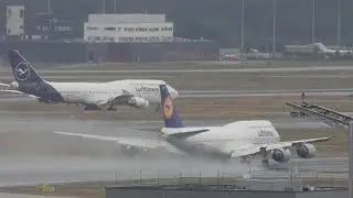 Lufthansa B747-8 Heavy Takeoff with incredible Waterspray | Frankfurt Airport