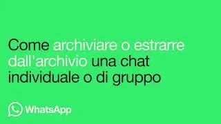 Come archiviare o estrarre dall&rsquo;archivio un gruppo o una chat | WhatsApp