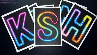 Drawing among us Neon glow letters🎨 #posca   #satisfying #neonart #poscamarkers