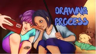 Drawing process ✨☂️ 2 girls under an umbrella | orignal characters #speedpaint #paintprocess 