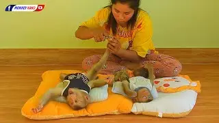 Lovely Mom Cutting And Clean Nails For Adorable Kako With Cute Baby Luna