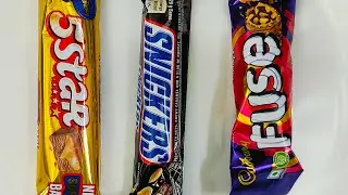 5star vs Snickers vs Fuse||Three most popular chocolates tasting & Unpacking #asmrsounds  🍫👌