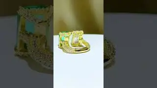 Emerald Radiant Shaped Cocktail Open Ring - Monarjew #shorts