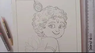 How To draw Little Krishna, 😍 Krishna Ji pencil sketch ( Full TUTORIAL )