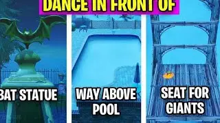 Dance in Front of a Bat Statue in a way above-ground Pool and for Giants location fortnite season x