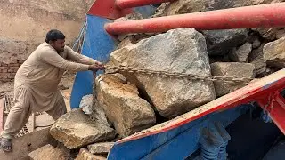 Massive Stone Stuck in Crusher! 💪⛓️ | Man Tries to Pull It Out with a Chain #asmrsounds #jawcrushing