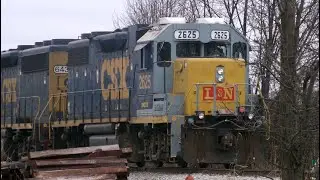CSX train with ￼￼Ex L&N Special engine! CSX branch line, Jeffersonville, Indiana!￼￼