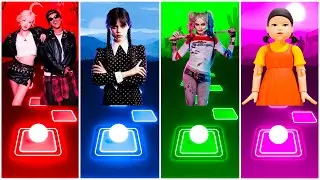 Rose Bruno Mars - Apt vs  Wednesday - Bloody Mary vs Harley Quinn vs Squid Game |Tiles Hop Edm Rush!