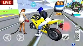 ➰💹Live🔴New Power Suv Mercedes bullet Train vs motor bike Gas station #3D Driving Class Simulation