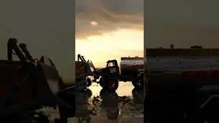 RC Bulldozer Pushes Fuel Truck!  Epic Miniature Construction Action at Sunset!