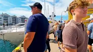 Smögen island Sweden a summer day  looking at all the boats 4k
