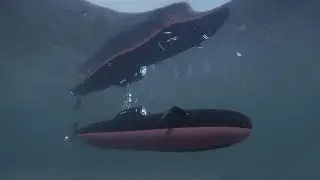 Russian Akula Class Submarine - underwater footage.
