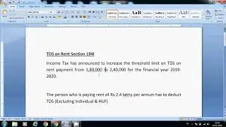 TDS on Rent Section 194I Budget Change, Payment Due Date | TDS Return Filing Due Dates