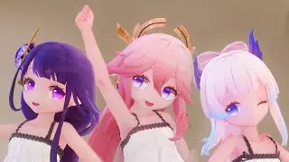 【 360 °VR/Genshin Impact MMD/4K】Raiden Ei &&Yae Miko&&Kokomi 【ぴこぴこ東京-Pico Pico Tokyo】