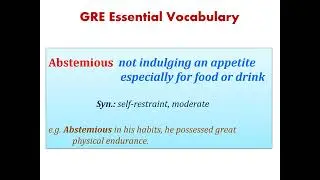Vocabulary words for GRE GMAT SAT | Barron's GRE Word List | Abate to Abstinence | Vocab List 1