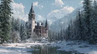 Snowy Medieval Ambience ❄️🏰 Calming Stream | Snow Castle | Relaxing Winter Fantasy Music