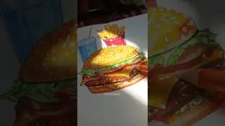 Food Illustration with Alcohol marker🍔🍕 #alcoholmarkers #illustration #viralshorts #creative #artist