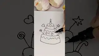 Easy colourful cake drawing #painting #satisfying #paperart #idea #easytutorial #reel #viral #short