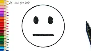 How to draw Neutral Face Emoji | Draw emoji | b6 Arts for kids