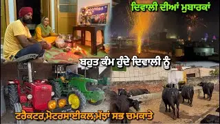 Happy diwali🪔🎇//Diwali vlog//ਟਰੈਕਟਰ ਮੱਝਾਂ ਸਭ ਚਮਕਾਤੇ✨