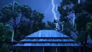 End Sleepless Nights in 3Minutes with Growling Rain & Booming Thunder on a Rickety Tin Roof at Night