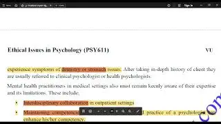 PSY611 Ethical Issues in Psychology Short Lesson 36 | PSY611 Midterm & Finalterm Short Lectures